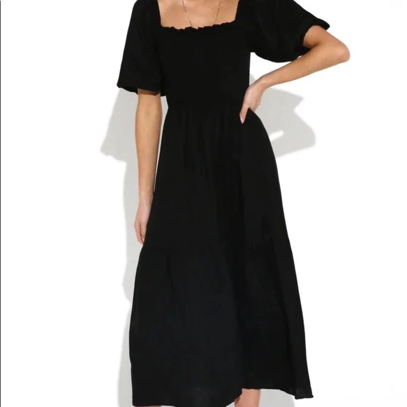 MTL Black Puff Sleeve Midi Dress - Picture 4 of 5